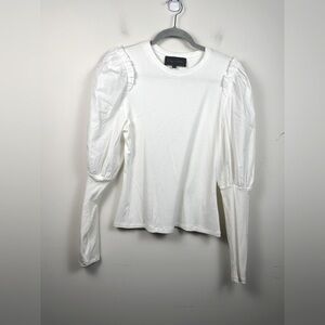 Anthropolgie Sunday in Brooklyn Puff Long Sleeve Ribbed Blouse Size Medium EUC